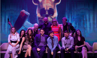 El equipo detrás de Winnie the Pooh: Miel y Sangre presentó esta horrorífica versión en la CDMX. Foto: Cinemex