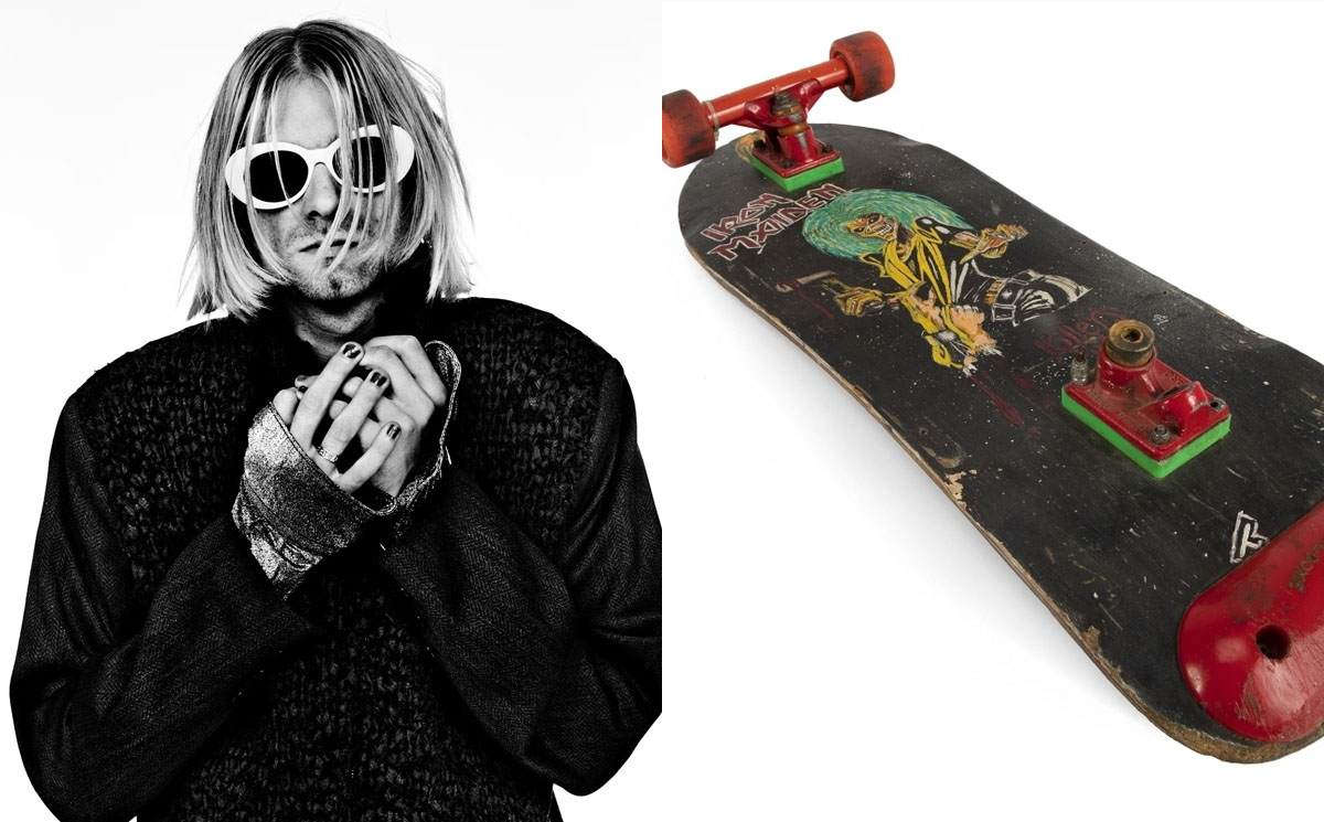 Patineta Kurt Cobain con el arte de Killers de Iron Maiden