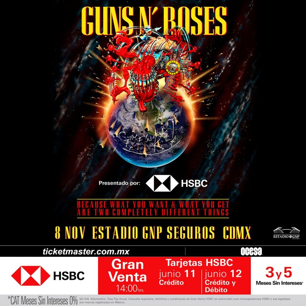 Guns N' Roses estará en el Estadio GNP de la CDMX