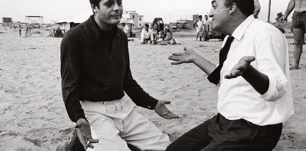 Fellini y Mastroiani juntos en un rodaje
